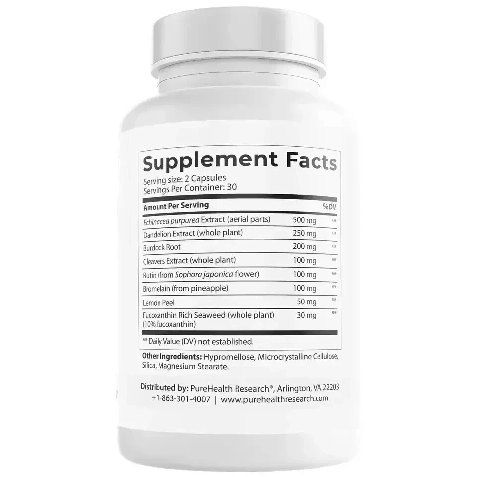 Sistema linfático PureHealth Research - Reducir la hinchazón - Apoyo linfático,, Paquete de 5 Foto 2 de 4