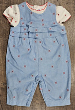 Baby Girl New Vintage Gymboree 2001 0-3 Month Red Flower Overalls Outfit