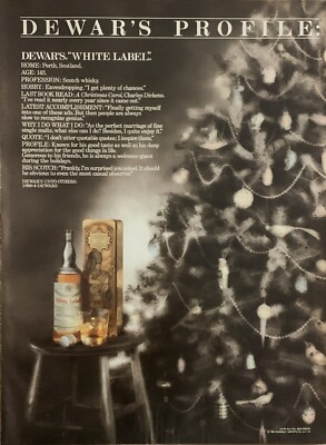 1989 Dewars White Label Scotch PRINT AD Christmas Perth Scotland VTG 80s Profile