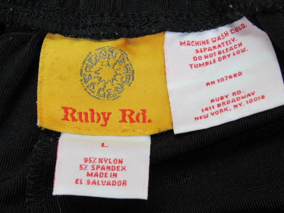 Ruby Rd.  Slinky Nylon Spandex Black Pull on Pants L  32-36W Elastic 44 Hips 26L - Image 3 of 4