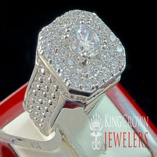 WOMENS LADIES WHITE GOLD FINISH LAB DIAMOND SOLITAIRE ETERNITY WEDDING RING BAND