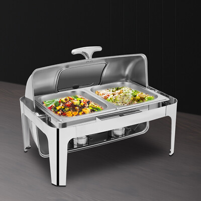 14.26QT Buffet Chafing Dish Set Stainless Steel Chafer Roll Top Food Warmer NEW