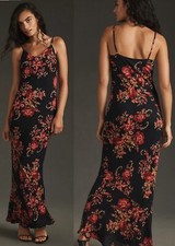 Reformation Parma Viscose Dress Rose Garden Anthropologie BlackFloral Size M new