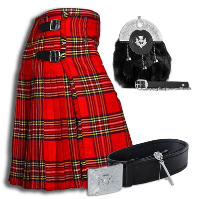 SCOTTISH TRADITIONAL 5 PCS KILT SET 40+ CLAN TARTANS