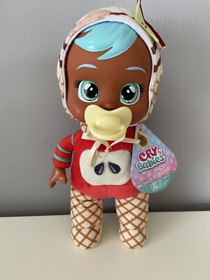 Cry Babies Tiny Cuddles Doll Apple Baby NWT Green Eyes Blue Hair HTF