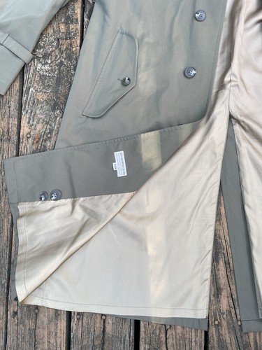 Vintage Hart Schaffner & Marx Large Olive Trench Coat Luxury Old Money JFK Rain - Picture 8 of 19