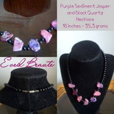 Purple Sediment Jasper and Black Quartz Necklace