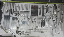 Lot of 113 Stainless Steel Flatware Mixed Brand Sets Serving Fruit Spoons etc