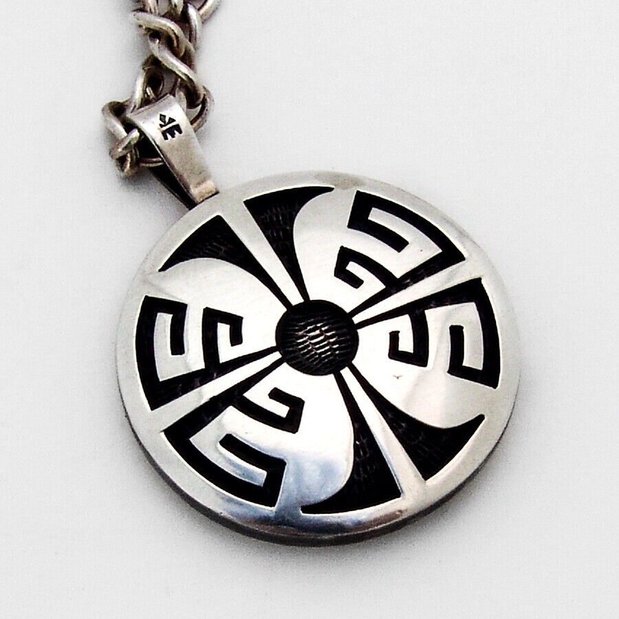Bernard Dawahoya Hopi Double Sided Round Pendant Sterling Bernard Dawahoya Hopi Double Sided Round Pendant Sterling