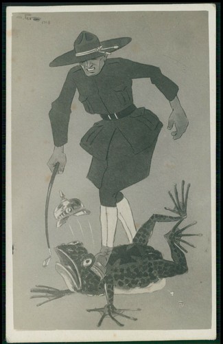 Canada X Germany Frog WWI ww1 war caricature patriotic propaganda c1915 postcard