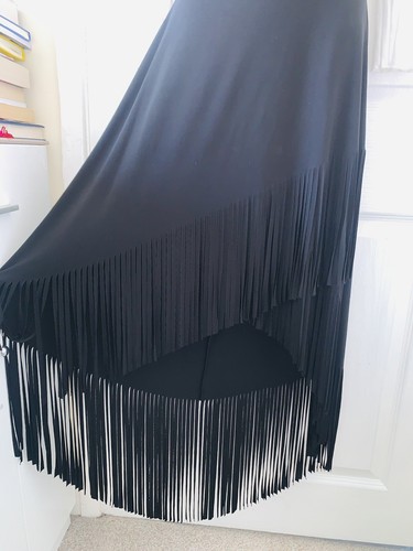 Joseph Ribkoff Black Skirt With Fringes Low High Length Uk Size 12 - Picture 12 of 15