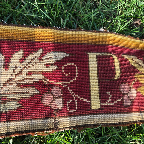 Antique French Wool Needlepoint Ecclesiastical Church Altar Cloth c1890 11 ft - Picture 5 of 18