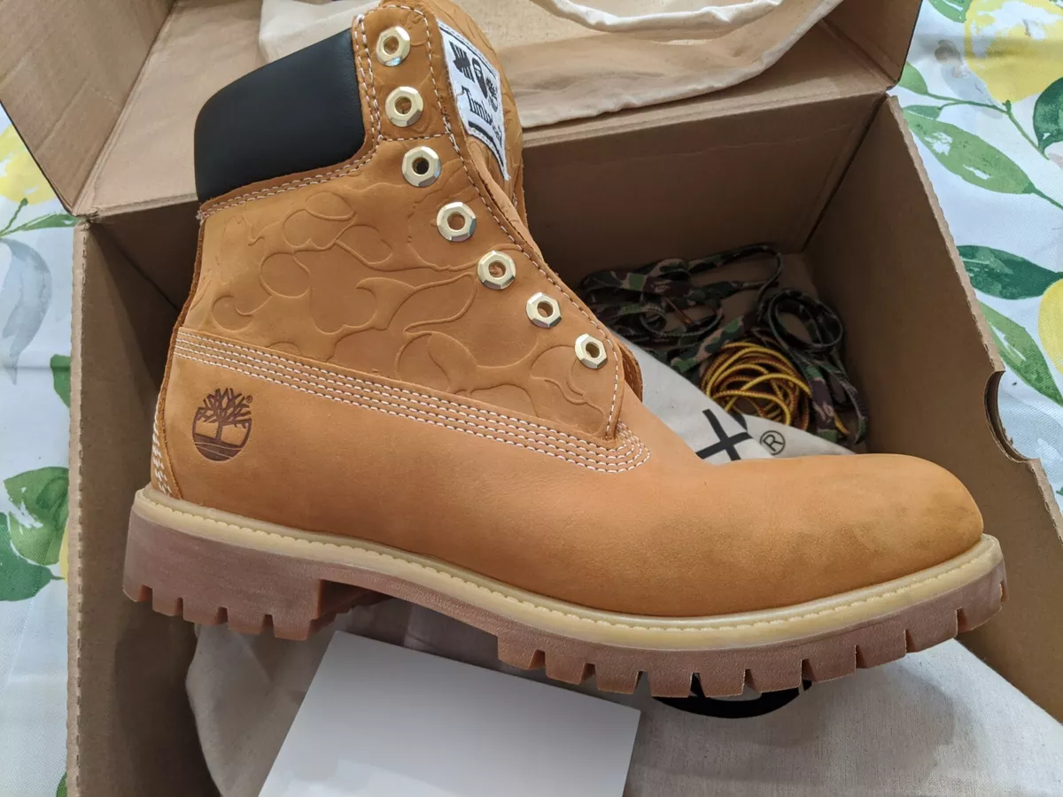 Bape x Undefeated x Timberland Premium wheat 6" boots Size 9  Men's