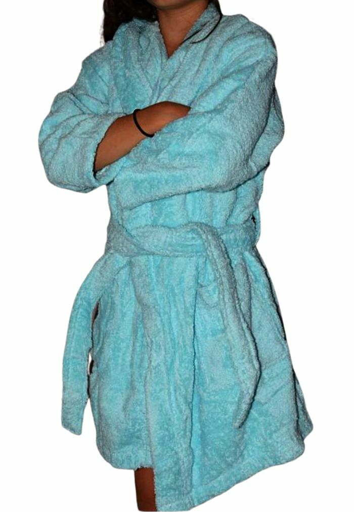 Peignoir en coton Bio de haute qualité coloris lagon 8 ans