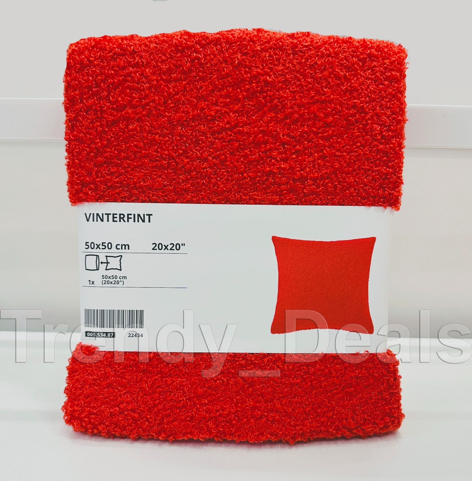 Ikea VINTERFINT Pillow Cushion Cover 20" x 20" Super Soft Fuzzy, Red