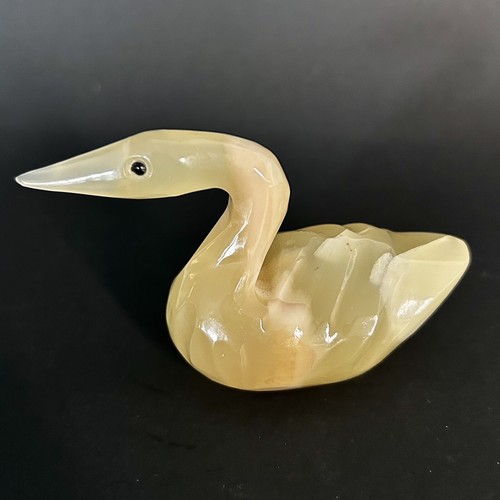 Piedra de yeso de alabastro tallada pequeño pájaro acuático ganso color crema 3,5” X 1,5” - Imagen 2 de 9