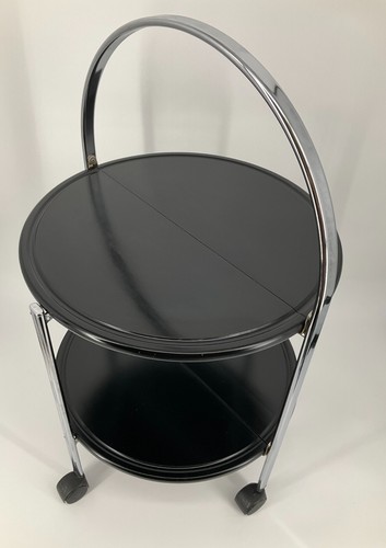 * BREMSHEY & CO RONDETT SERVIERWAGEN RUND BEISTELLTISCH ROLLEN SCHWARZ 70ER - Bild 8 von 12