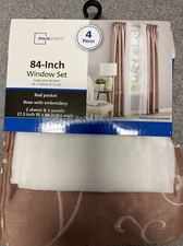 Mainstays 84-In Window Set With Rod Pocket Embroidery - Rose Fume