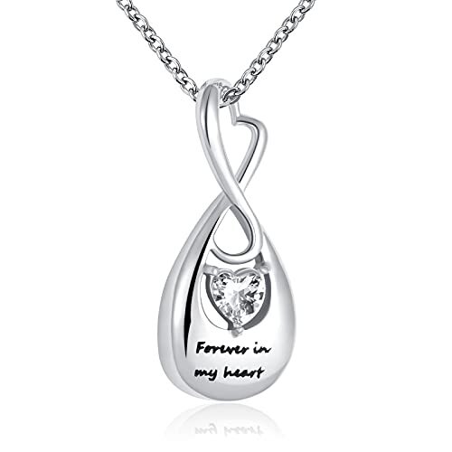 Infinity Love Cremation Jewelry fo Ashes for Women Ashes Teardrop Clear CZ  - Bild 1 von 6