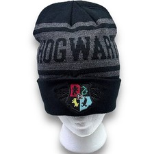 Harry Potter Beanie Hat Cap Boys One Size Black Gray Hogwarts TV Movie Youth