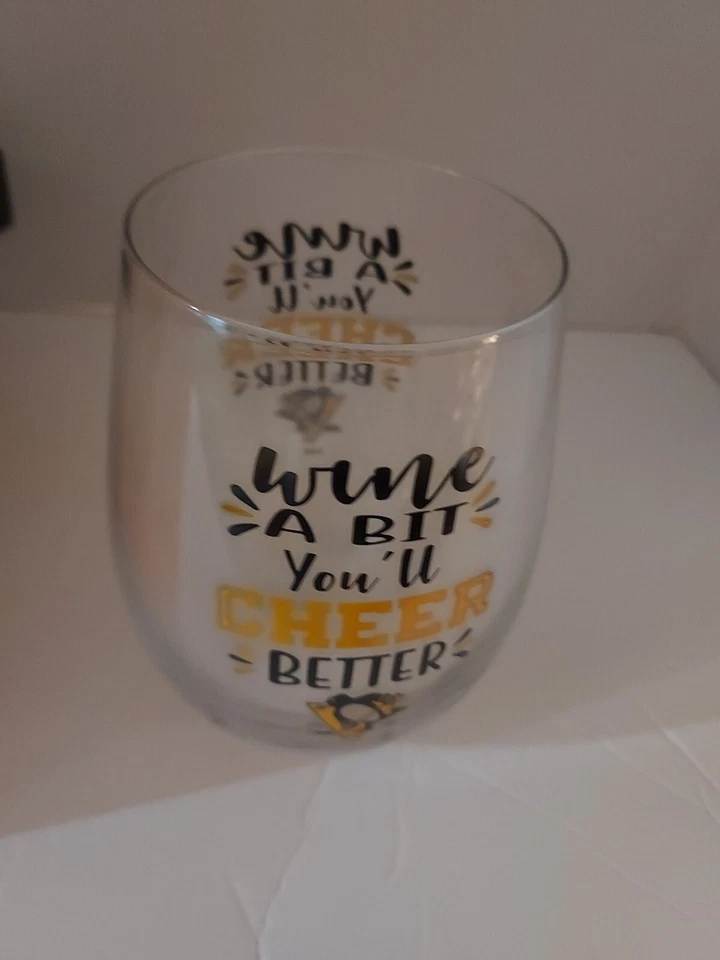 Copa de vino sin tallo de Pittsburgh Penguins 17 oz logotipo de pingüino en caja de regalo Foto 4 de 4