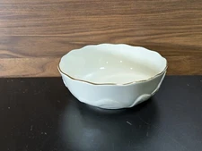 Lenox Rose Blossom Ivory Porcelain Bowl.Scalloped.Gold Rim 5 1/2” x  2”