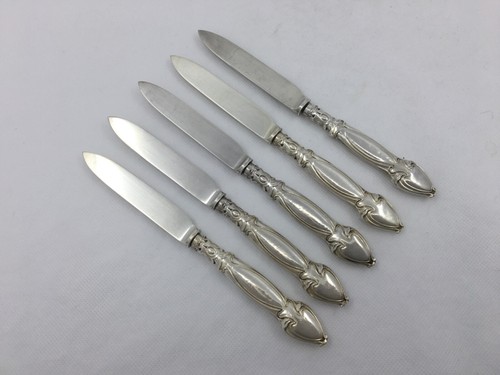 Antique Sterling Silver Art Nouveau Dessert/Fruit Knives Sheffield 1903 - Picture 5 of 12