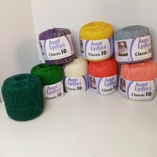 Aunt Lydia's Classic #10 Cotton Crochet Thread Lot 8 Yellow Blue Green Purple 