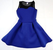 Hot Gal Women's S (Small) Fit And Flare Dress Scuba Swing Mesh Neck Stretch