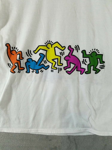 Camisa Keith Haring para hombre pequeña S blanca figuras de baile amigos arte de Nueva York - Imagen 2 de 10