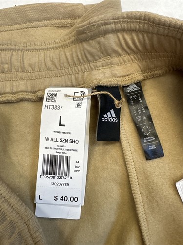 adidas Women's ALL SZN Fleece Shorts Beige Tone Size L NWT - Picture 3 of 3