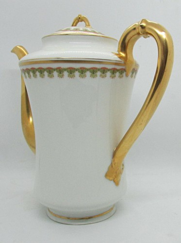 Large Haviland Coffee Pot - Orange/Green Border Design - Schleiger 575 - Picture 4 of 9