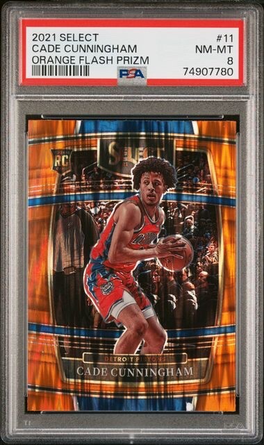 2021 Panini Select Orange Flash Prizm Cade Cunningham #11 Detroit Pistons PSA 8