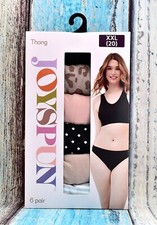 Women's Joyspun Cotton Thong Underwear 6 Pair L, 2XL Multicolor 01 NEW BOX
