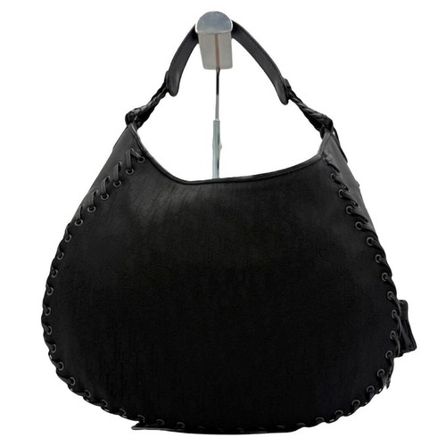 Christian Dior Trotter Ethnic Tote Shoulder Bag Nylon Leather Black - Picture 2 of 11