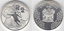 SOUTH AFRICA SILVER PROOF 2 RAND COIN 1996 YEAR KM#157 FIFA WORLD CUP 2010