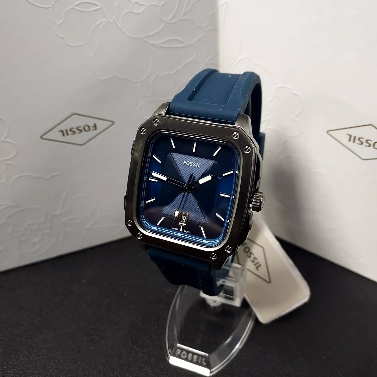 Fossil Men's Inscription Three-Hand Date Blue Silicone Watch FS5979 New |  eBay