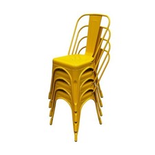Yellow Metal Dining Chairs, Yellow Tolix Chairs, Yellow Stacking Cafe Chair