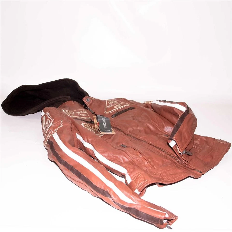 Damen Motorradjacke mit Protektoren, Tan, Große: S - Bild 2 von 4