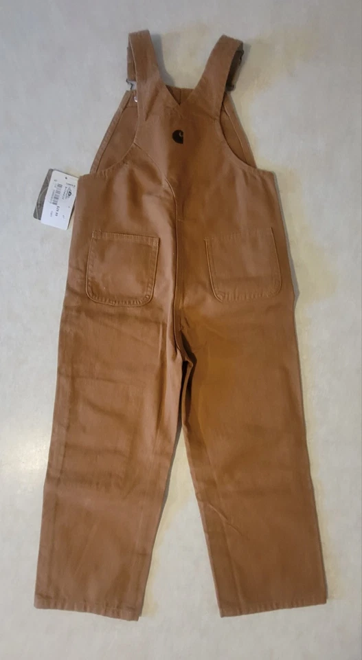 Carhartt ребенка ясельного возраста 4T джинсовой ткани комбинезон нагрудник новый с ярлыками темно стирка регулируемые ремни - Изображение 2 из 4