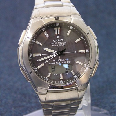 [N.NEUWERTIG!] Casio WVA-M620 Solar Funk Wave Ceptor Ana-Digi Silber Uhr Japanisch