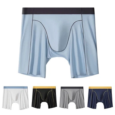 Boxer homme soie glacée jambes longues fin respirant anti-usure caleçon XL 4XL - Photo 1/4