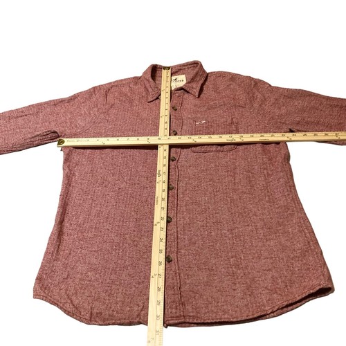 Hollister Shirt Men Large Red Herringbone Button Soft Fleece-Feel Outdoor Spring - Picture 7 of 9