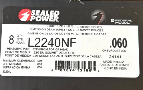BBC Chevy 396 Speed Pro pistones forjados y anillos Moly 325/350HP 21cc abovedados +.060 - Imagen 3 de 5