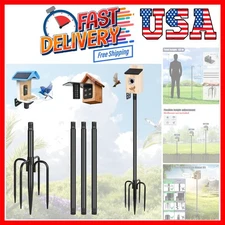 Smart Bird Feeder Pole 63 Inch Bluebird House Pole for Outdoors Weather Stati...