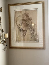 Leonardo da vinci La Scapigliata Lady With Disheveled Head Down Framed Art 25x33