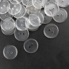 200PCS 2 Holes Resin Transparent Button, 1Inch/25mm Clear Round Sewing Flat Back