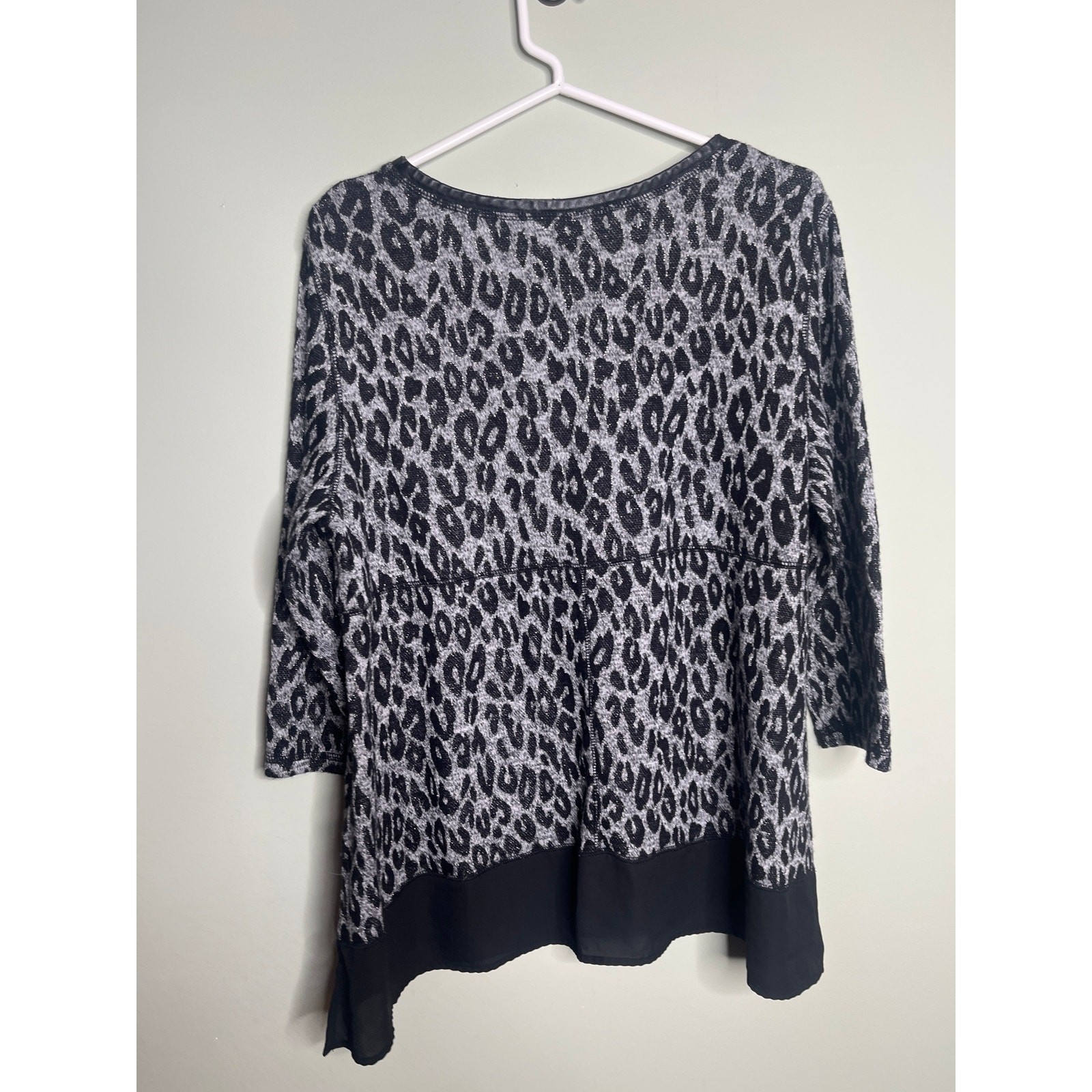 Ruby Rd Metallic Gray Leopard Print Sweater XL - image 4