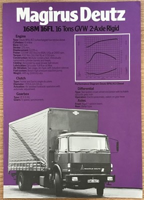 MAGIRUS DEUTZ  168M 16 FL Rigid Commercial Sales Brochure Feb 1980 #CC/2.80/16FL
