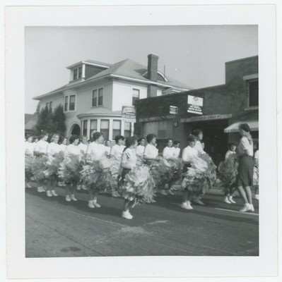 High School Cheerleaders Parade Pom Poms Parade 1960s Vintage Photo